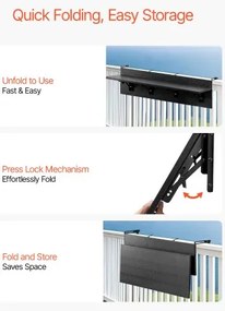 VEVOR Balcony Hanging Table 12 x 48 in Patio Railing Bar Table Foldable