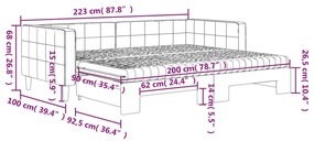 Καναπές Κρεβάτι Συρόμενος Αν. Γκρι 90x200εκ Βελούδινος Στρώματα - Γκρι