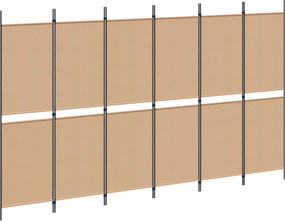 vidaXL Διαχωριστικό Δωματίου 6-Πάνελ Μπεζ 300 x 180 cm Ύφασμα