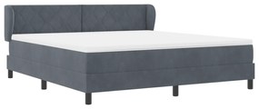 vidaXL Κρεβάτι Box Spring με Στρώμα Σκούρο Γκρι 180x200 cm Βελούδο