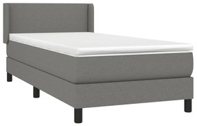 Κρεβάτι Boxspring με Στρώμα Σκούρο Γκρι 90x200 εκ. Υφασμάτινο - Γκρι