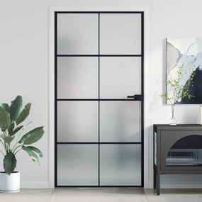 vidaXL Εσωτερική Πόρτα Μαύρη 102,5x201,5 εκ. Ψημένο Γυαλί &amp; Αλουμίνιο