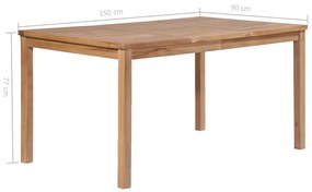 vidaXL Τραπέζι Κήπου 150 x 90 x 77 εκ. από Μασίφ Ξύλο Teak