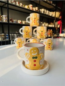 Stewehome Σετ κεραμικό φλιτζάνι καφέ με θέμα Χριστουγέννων Λευκό