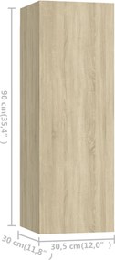 vidaXL Έπιπλα Τηλεόρασης 4 τεμ. Sonoma Δρυς 30,5x30x90 εκ. Επεξ. Ξύλο