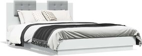 vidaXL Πλαίσιο Κρεβατιού με Κεφαλάρι/LED Λευκό 150 x 200 εκ