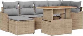 vidaXL Σετ Καναπέ Κήπου με αποθήκευση 7 pcs Μπεζ Πολυ ράταν