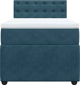 vidaXL Κρεβάτι Boxspring με Στρώμα Μπλε 90x200 εκ. Βελούδινο
