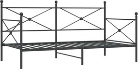 vidaXL Κρεβάτι ημέρας χωρίς στρώμα Μαύρο 100x200 cm Ατσάλι