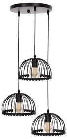 CEILING PENDANT LAMP  3-LIGHT BLACK METAL CAPS LIKE UMBRELLAS Φ22x123Hcm. 24x22x123 εκ.