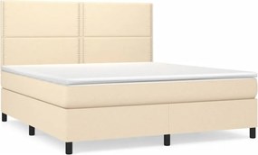 vidaXL Κρεβάτι Boxspring με Στρώμα Κρεμ 180x200 εκ. Υφασμάτινο