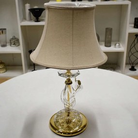 Φωτιστικό Επιτραπέζιο 1306/CP LT Gold-Beige Ondaluce Glass, Fabric