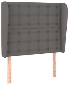 Κεφαλάρι με Πτερύγια Γκρι 93x23x118/128 εκ. Συνθετικό Δέρμα - Γκρι