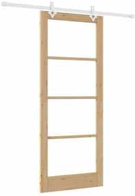 vidaXL Συρόμενη Πόρτα Χειροκίνητος Καφέ 86 x 211 cm Ξύλο και μέταλλο