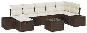vidaXL Σετ Καναπέ Κήπου με μαξιλάρι 8 pcs Καφέ Πολυ ράταν