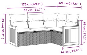 ΣΕΤ ΚΑΝΑΠΕ ΚΗΠΟΥ 5 ΤΕΜΑΧΙΩΝ ΜΑΥΡΟ ΣΥΝΘΕΤΙΚΟ ΡΑΤΑΝ ΜΕ ΜΑΞΙΛΑΡΙΑ 3260019