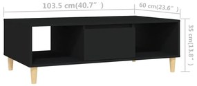 Τραπεζάκι Σαλονιού Μαύρο 103,5 x 60 x 35 εκ. από Μοριοσανίδα - Μαύρο