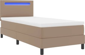 vidaXL Κρεβάτι με ελατήρια Καπουτσίνο 100 x 200 cm Τεχνητό δέρμα