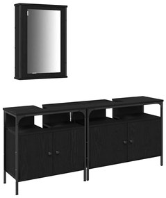vidaXL Μονάδες Νιπτήρα Μπάνιου με πόρτα 3 pcs Μαύρο 80 x 30 x 60 cm
