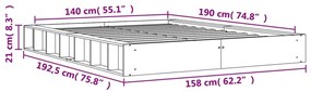 Σκελετός Κρεβατιού Χωρίς Στρώμα Καφέ 140x190 Μασίφ Ξύλο Πεύκου - Καφέ