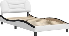vidaXL Πλαίσιο κρεβατιού χωρίς Στρώμα Hvar Λευκό/Μαύρο 100x200εκ.Συνθ. Δέρμα