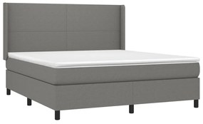 Κρεβάτι Boxspring με Στρώμα &amp; LED Σκ.Γκρι 180x200 εκ Υφασμάτινο - Γκρι