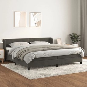 vidaXL Κρεβάτι Boxspring με Στρώμα Σκούρο Γκρι 200x200 εκ. Βελούδινο