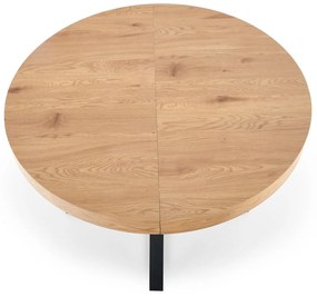 Τραπέζι Houston 1224, Χρυσή βελανιδία, Μαύρο, 77cm, 60 kg, Επιμήκυνση, Φυσικό ξύλο καπλαμά, Ινοσανίδες μέσης πυκνότητας, Μέταλλο | Epipla1.gr