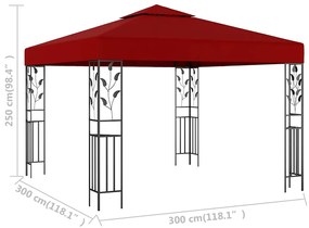 vidaXL Κιόσκι Μπορντό 3 x 3 μ.