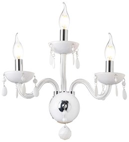 Φωτιστικό Τοίχου Τρίφωτο BLK82043WWC White Crystal, Metal