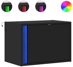 vidaXL Κομοδίνο Επιτοίχιο με Φώτα LED Μαύρο
