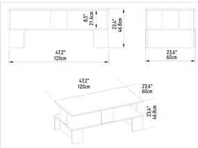 Τραπέζι σαλονιού Olly λευκό 120x60x47εκ 120x60x47 εκ.