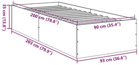 Πλαίσιο Κρεβατιού Καπνιστή Δρυς 90x200 εκ. Επεξεργασμένο Ξύλο - Καφέ