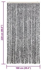 vidaXL Σήτα Εντόμων Γκρι/Μαύρη/Λευκή 100 x 220 εκ. από Σενίλ