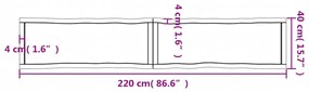 Επιφ Τραπεζιού Αν Καφέ 220x40x(2-4)εκ.Ακατέργ. Μασίφ Ξύλο Δρυός - Καφέ