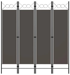 Διαχωριστικό Δωματίου με 4 Πάνελ Ανθρακί 160 x 180 εκ. - Ανθρακί