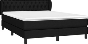 vidaXL Κρεβάτι Boxspring με Στρώμα Μαύρο 140x190 εκ. Υφασμάτινο