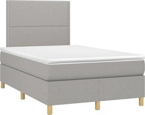 vidaXL Κρεβάτι Boxspring με Στρώμα &amp; LED Αν.Γκρι 120x200 εκ Υφασμάτινο