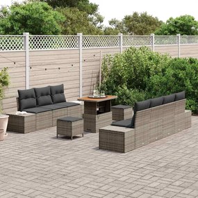 vidaXL Σετ Καναπέ Κήπου με μαξιλάρι 10 pcs Γκρι Πολυ ράταν