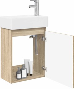 vidaXL Μονάδα μπάνιου με βρύση Sonoma Δρυς 45,5 x 22,5 x 84 εκ