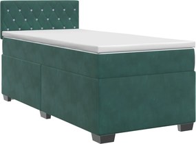 vidaXL Κρεβάτι box spring με στρώμα Σκούρο Πράσινο 100 x 200 cm
