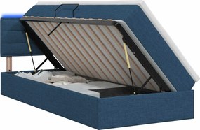 vidaXL LED Κρεβάτι αποθήκευσης με στρώμα Μπλε 100 x 200 cm Ύφασμα