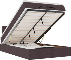 vidaXL Ottoman Κρεβάτι με Στρώμα Σκούρο Καφέ 120x200cm Ύφασμα