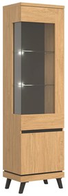 Βιτρίνα Orlando AH104, Μαύρο, Δρυς, Με πόρτες, 197x55x39cm, 43 kg | Epipla1.gr