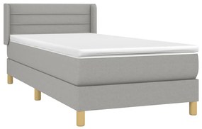 Κρεβάτι Boxspring με Στρώμα Ανοιχτό Γκρι 80x200 εκ. Υφασμάτινο - Γκρι