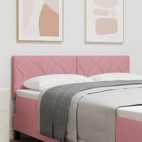 vidaXL LED κεφαλάρι με σχέδιο διαμαντένιων μπλοκ σε ροζ χρώμα, 160 εκ, από βελούδο