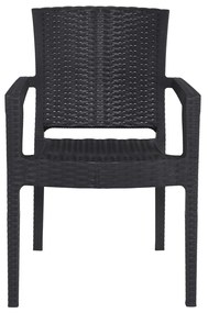 LORA-Pro Πολυθρόνα Στοιβαζόμενη, PP (Rattan Look) Απόχρωση Ανθρακί 58x61x87cm
