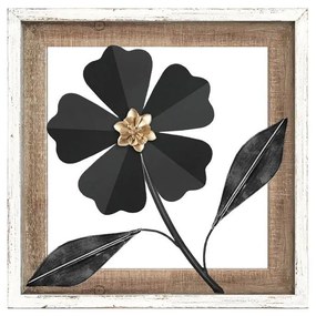 Διακοσμητικό Τοίχου Flower 059 Fylliana Μαύρο - Λευκό 30.5x3x30.5 εκ.