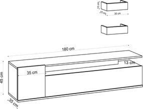 Έπιπλο Τηλεόρασης Δρυς ALIKA 180x35x45