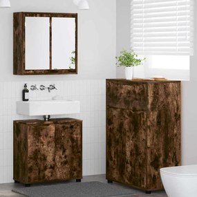 vidaXL Σετ Επίπλων Μπάνιου 3 pcs Καπνιστό Δρύς Επεξεργασμένο ξύλο